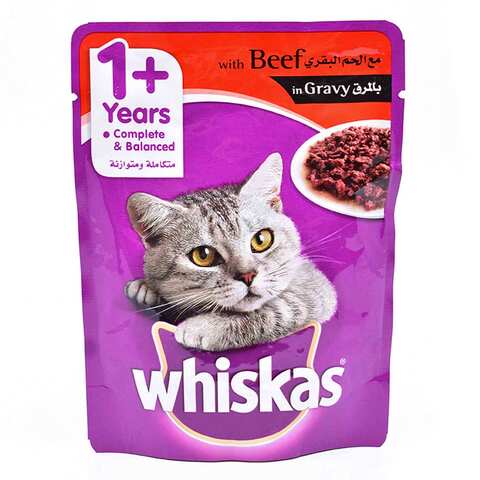 Whiskas Cat Food Tender Bites Beef in Gravy 85 Gram
