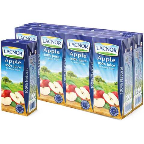 Buy Lacnor Essentials Apple Juice 180ml Pack of 8 in UAE