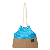 Biggdesign Moods Up Beach Shoulder Bag for Women, Large and Lightweight Summer Bag with Rope Handle and Inner Pocket, Made of Polyester and Jute, Blue