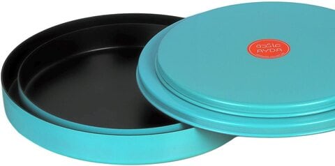 Ayda Non Stick Cheese Kunafa Serving Plate, Basbuosa, Konafa, Cake Tray With Lid, 2 Pcs Set (Blue)