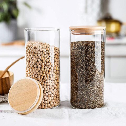 Square Glass Jars With Lids Wholesale 6 Sets For Flour, Sugar, Coffee, Candy,  Snack Bamboo Jars Glass - Customized Glass Food Containers & Mug & Bowls  Manufacturer .