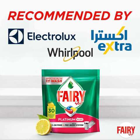 Fairy Platinum Plus Automatic Dishwasher Tablets Lemon Scent 30 Capsules