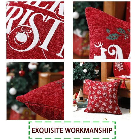 Red christmas best sale pillow covers