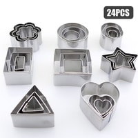 Decdeal - 24PCS Cookie Cutters Set with Stainless Steel Box Polygon Shape Biscuit Bread Fondant Cutters Mousse Cake Cutter Baking Mold Pastry Baking Tool for Birthday Party Dessert Restaurant Kitchen Gadgets