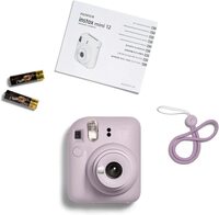 Fujifilm Instax Mini 12 Instant Film Camera, Auto Exposure With Built-In Selfie Lens, Lilac Purple