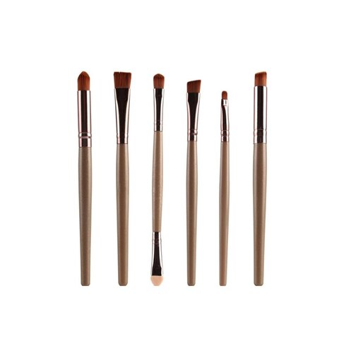 طقم من 6 فرش مستحضرات التجميل العيون ذهبي/ بني - 6-Piece Eye Makeup Brush Set Gold/Brown