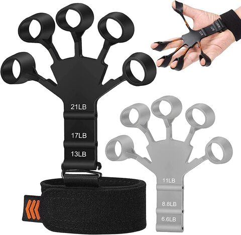 Buy Finger Strengthener, Grip Strength Trainer, 6 Resistant Level Finger  Exerciser, Hand Exercisers for Strength, Hand Grip Strengthener for  Patients Strength Training (Black+Grey) Online - Shop Health & Fitness on  Carrefour UAE