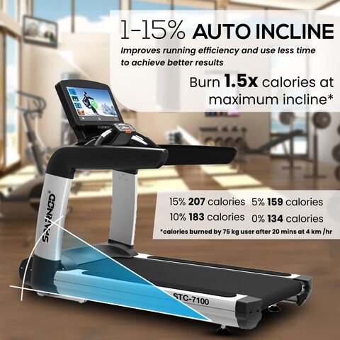 Sparnod Fitness STC-7100 (7.0 HP AC Motor) Commercial Treadmill (Free Installation Service) - Heavy Duty Professional Grade Machine for Gym Use
