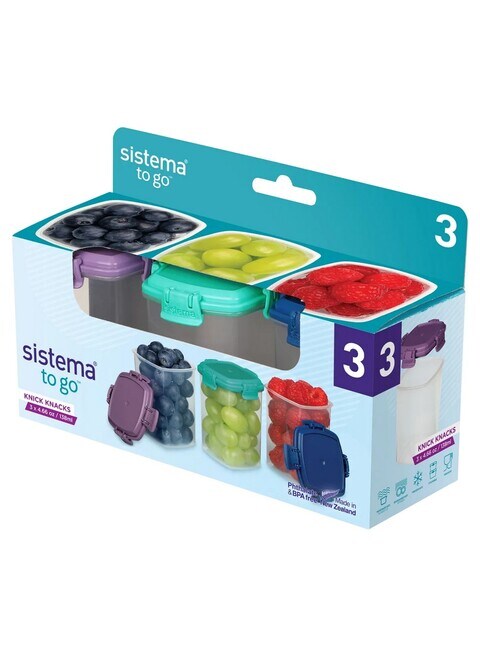 Buy Sistema Knick Knack Pack TO GO Small Food Containers, Stackable  Storage Containers with Lids, 62 ml, BPA-Free, Assorted Colour Lids