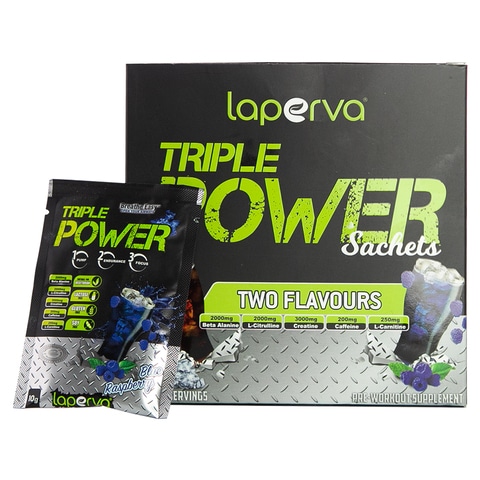 Laperva Triple Power Pre-Workout Sachets, Cola &amp; Blue Raspberry, 30 Sachets