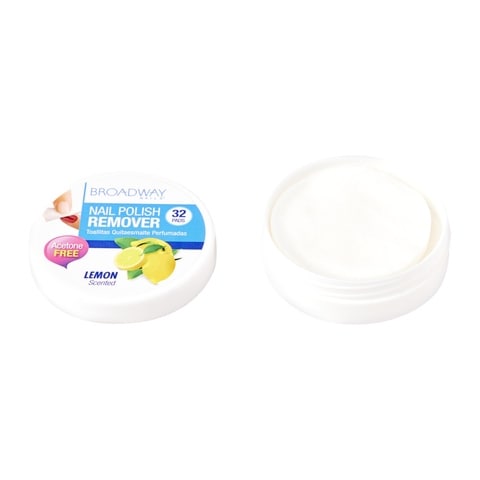 Broadway Lemon Flavoured Nail Polish Remover Pads White 32 Pads