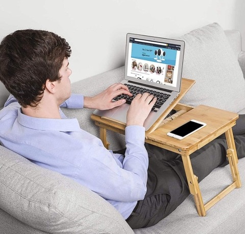 Bamboo on sale laptop table