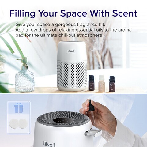 LEVOIT Air Purifiers for Bedroom Home, 3-in-1 Filter Cleaner with Fragrance  Sponge for Better Sleep, Filters Smoke, Allergies, Pet Dander, Odor, Dust