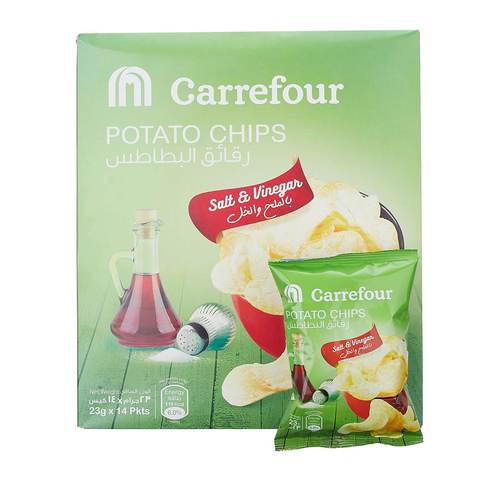 Carrefour Salt And Vinegar Potato Chips 23g Pack of 14