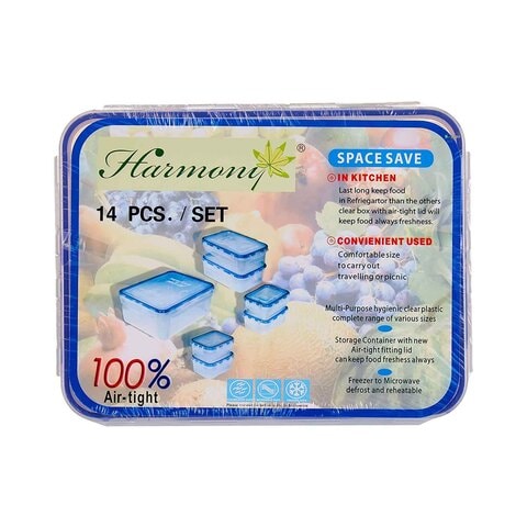 Harmony Microwave Container Set Clear/Blue 14 PCS