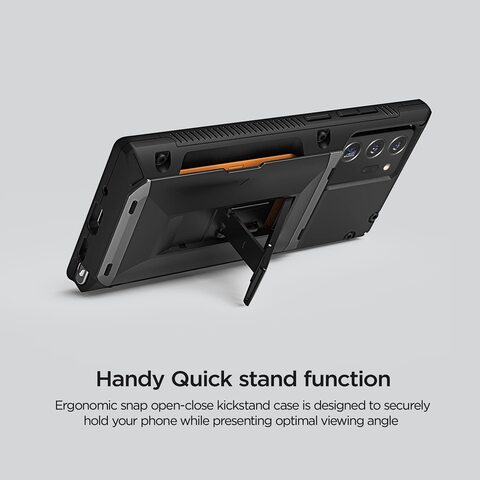 VRS Design Damda Glide Hybrid designed for Samsung Galaxy Note 20 ULTRA case cover wallet [Semi Automatic] slider Credit card holder Slot [3-4 cards] &amp; Kickstand - Black