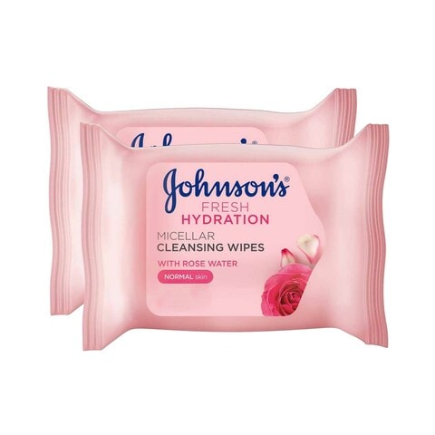 Buy Johnsons Fresh Hydration Micellar Cleansing 25 Wipes White Pack of 2 in UAE