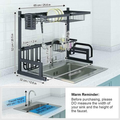 Dish drying rack Over the Sink Stainless Steel  Dish Drainer  Rack Holder with Draining Board Chopsticks Holder for Kitchenware