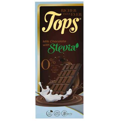 Tops Milk Chocolate With Stevia Gluten And Sugar Free 60 Gram