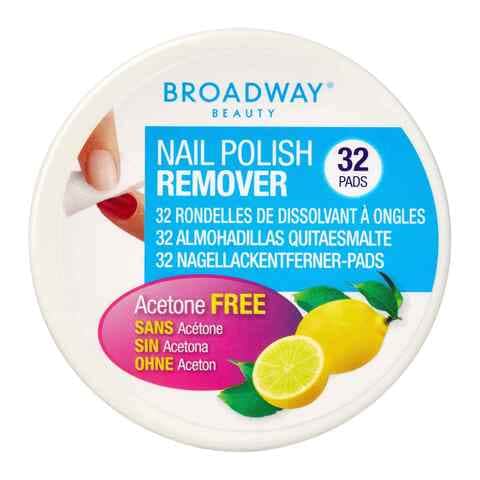 Broadway Lemon Flavoured Nail Polish Remover Pads White 32 Pads