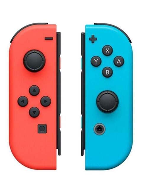 Neon red store and blue joycons