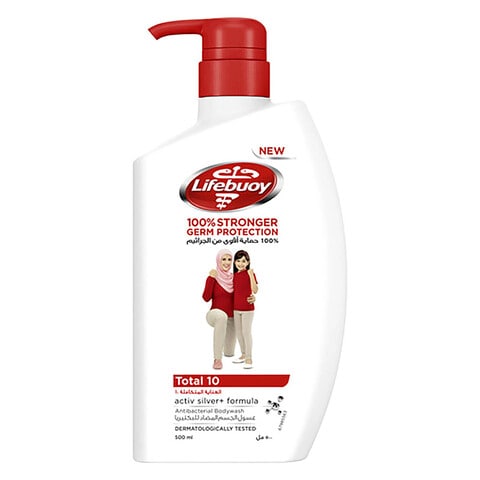Lifebuoy Antibacterial Body Wash For Bath And Shower Hygiene Total 10 For 100% Stronger Germ Protection 500ml