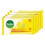 Buy Dettol Anti Bacterial Fresh Skin 10 Wipes Pack of 5 in UAE