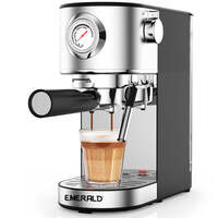 Emerald Brush Stainless Steel Automatic Coffee Machine, Espresso And Cappuccino Maker. 20 Bar, 1.1 Litre Water Tank, Frothing Function, Removable Drip Tray. EK7911ECM