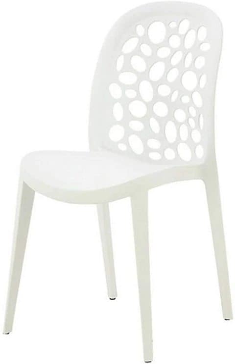 LANNY back hole design stackable chair A312 Injection processing Fixed leg plastic leisure chair outdoor/indoor outside/inside Patio/Garden chair Water/sun proof Dining chair for households, restaurants, cafeterias, events, and other-WHITE