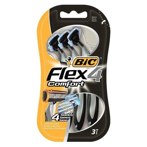 Bic Flex 4 Comfort Shaving Razor Black 3 Razors