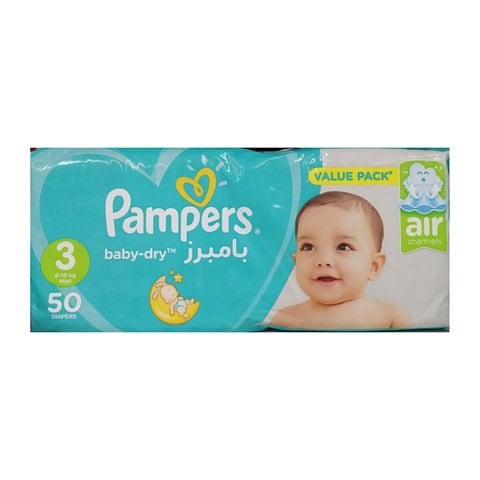Buy Pampers Baby Diapers Dry Size 3, 50's Online