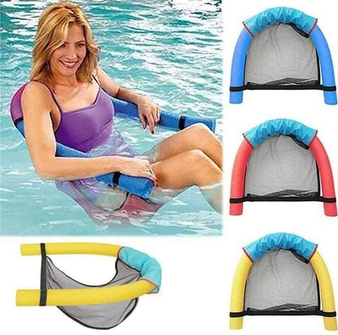 Aiwanto 3Pcs ool Noodle Floating Chair Swimming Seats Adult Floating Pool Noodle Sling Mesh Chairs - Water Relaxation(Random Color)