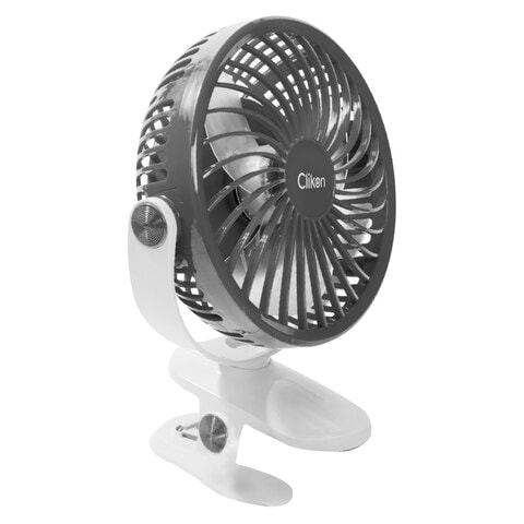 Clikon Rechargeable Clip Fan 3.7V 7inch Grey
