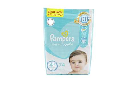 Pampers Baby-Dry Leakage Protection Diapers Size 4+ 10-15kg Giant Pack 74 Count