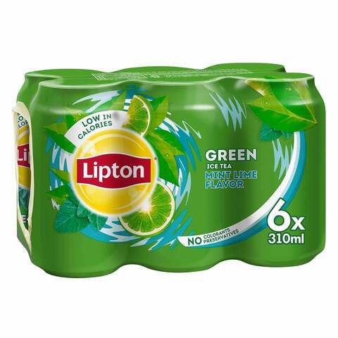 Lipton Green Ice Tea Mint Lime, Non-Carbonated Drink, Can, 310ml x 6