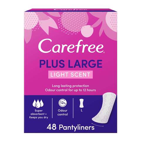 Carefree Plus Large Light Scent Pantyliners White 48 count