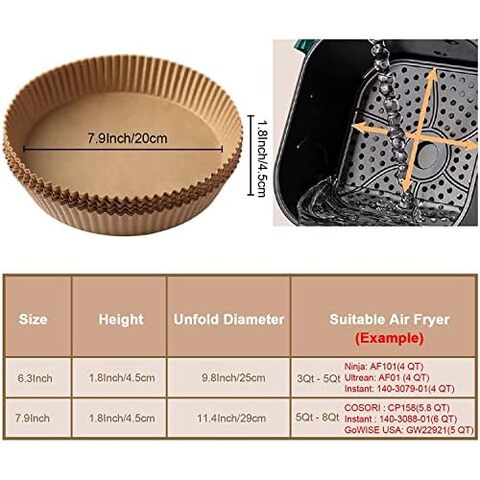 50pcs Air Fryer Disposable Paper Liner, 7.9inch Non-Stick Air