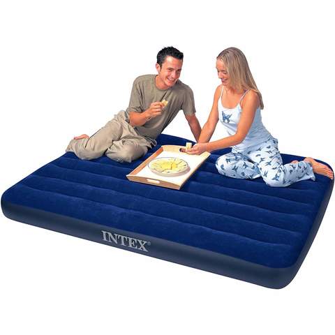 Intex Classic Downy Airbed With Hand Pump And Pillow Blue Queen Pack of 4