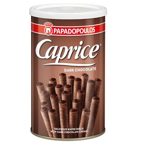 Papadopoulos Caprice Dark Chocolate Filled Wafer Rolls 250g
