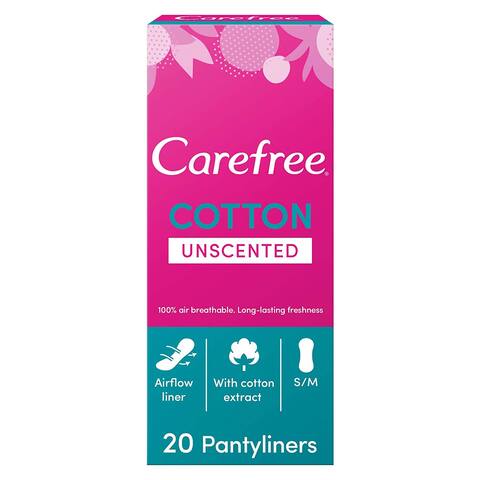 Buy Carefree Panty Liners - Cotton - Unscented - 20 Pads Online