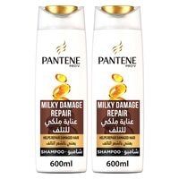 Pantene Pro Vitamin Milky Damage Repair Shampoo 600ml Pack of 2