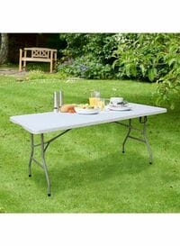 Foldable Dinning Table White/Grey 180x75x74cm