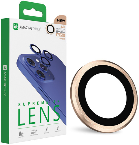 Amazing Thing SUPREME AR Lens Defender for iPhone 12 PRO Camera Lens Protector (6.1 inch) [3 Lens] - Champagne Gold