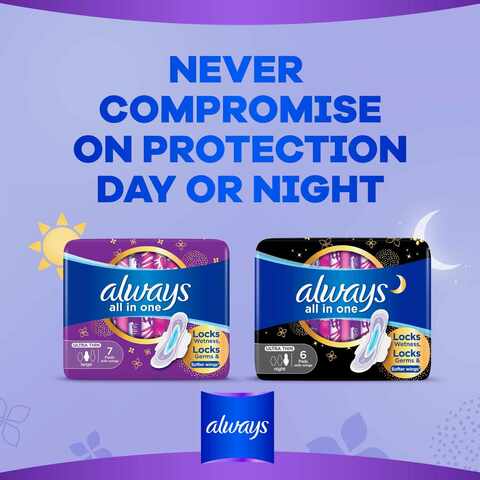 Always All in one Ultra Thin Large sanitary pads with Wings 7 Pads