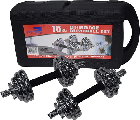 Buy Sky Land Unisex Adult Chrome Dumbbell Set Em 9227 15 Chrome