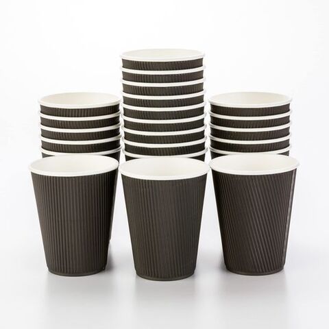 [50 Pack] Disposable Coffee Cups - 12 oz White Double Wall Insulated to Go Coffee Cups - Kraft Paper Cups for Chocolate Tea, Espresso, and Cocoa