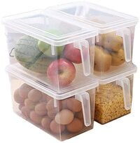 Aiwanto 4 Pcs Kitchen Storage Box Refrigerator Storage Box 4.7L Capacity Storage Container Fruits Vegetable Storage Tray(Clear)