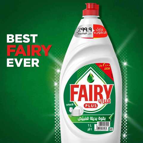 Fairy Plus Original Dishwashing Liquid Soap With Alternative Power To Bleach 1.25L