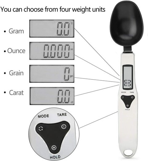 500g/0.1g Mini LCD Measure Digital Food Scale Lab Gram Electronic Measuring Spoons with Scale Kitchen Weight Scale for Portioning Milk Tea Flour Spices Coffee Seasoning