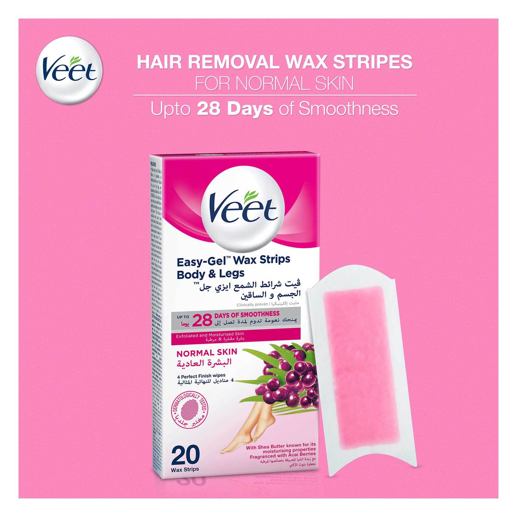 Veet Professional Hair Removal Easy Gel Legs Body Wax Strips